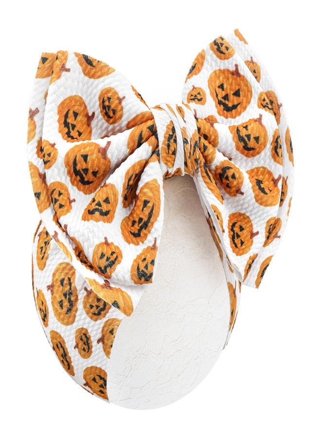 ONENINEDREAM 7’’ Pumpkin Bows for Baby Girls Halloween Girl Headbands Baby Bow Girl Outfits Pumpkins Hair Accessories for Newborn Infant Toddler Clothes - Image 1